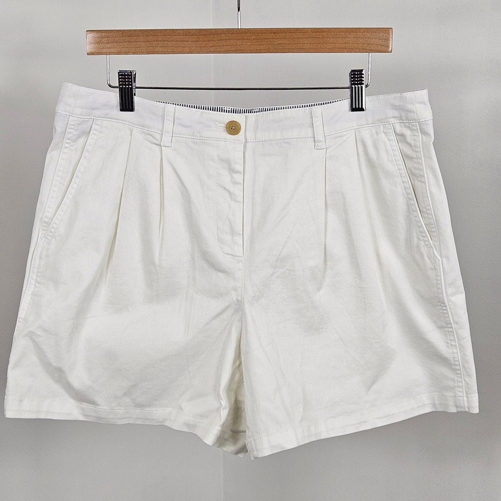 J.Crew 5" Pleated Heritage Chino Short Women 12 White NWT High Rise FLAWS
